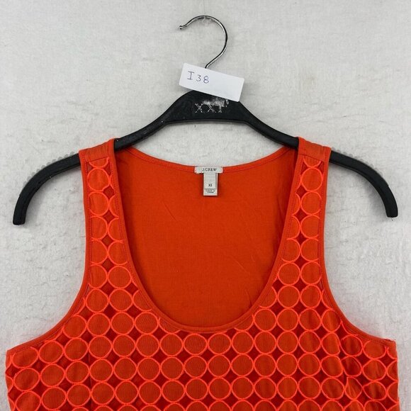 J.Crew Tank Top Womens XS Orange Eyelet Dot Pattern Scoop Neck Pullover Coastal - Picture 11 of 11